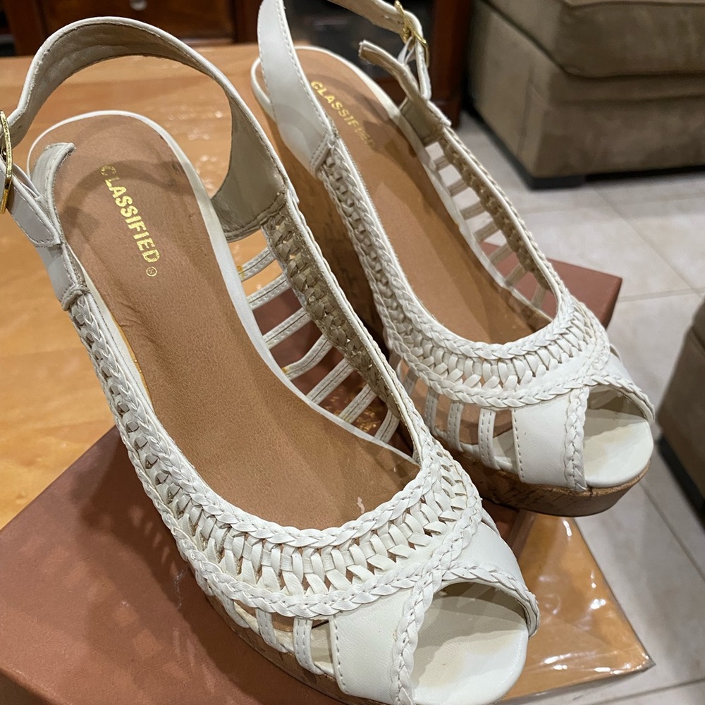 Classified White wedge sandals